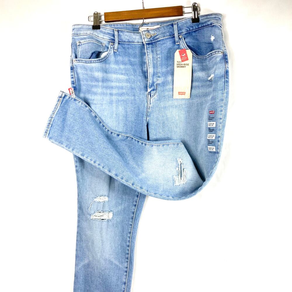 Levi's Distressed 721 High Rise Skinny, Stretch Soft Sculpt Ankle Jeans 33/30